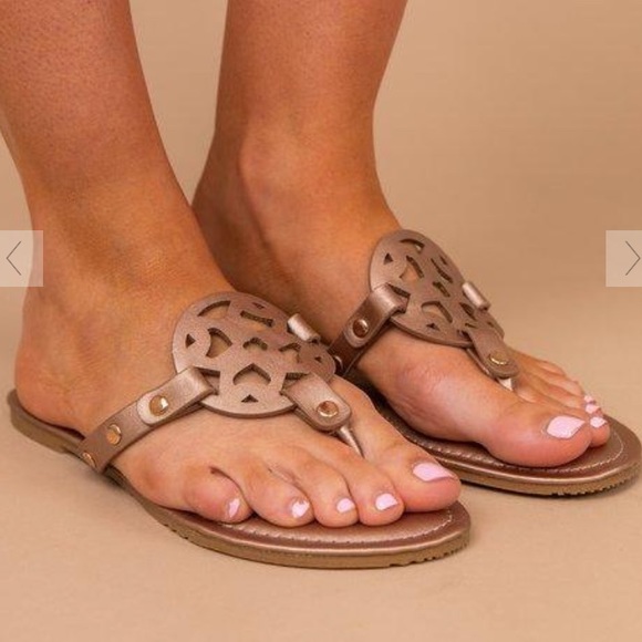 ROSE GOLD ornate thong sandals Pierre Dumas NIB 6 6.5 7 7.5 8 8.5 9 10 M width - Picture 8 of 14